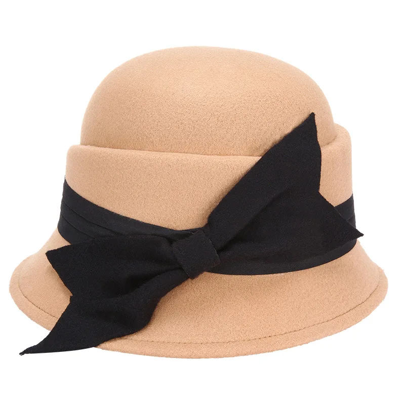 Women Wide Brim Fedora Felt Hats Wool 