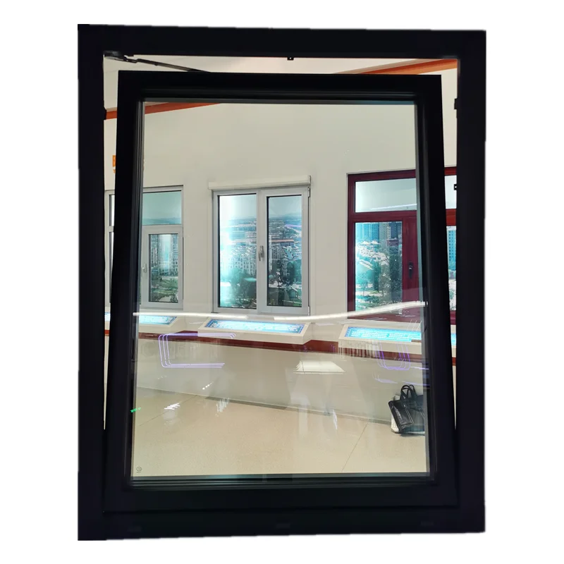 Minglei large glass fiberglass aluminum windows black security tilt turn windows