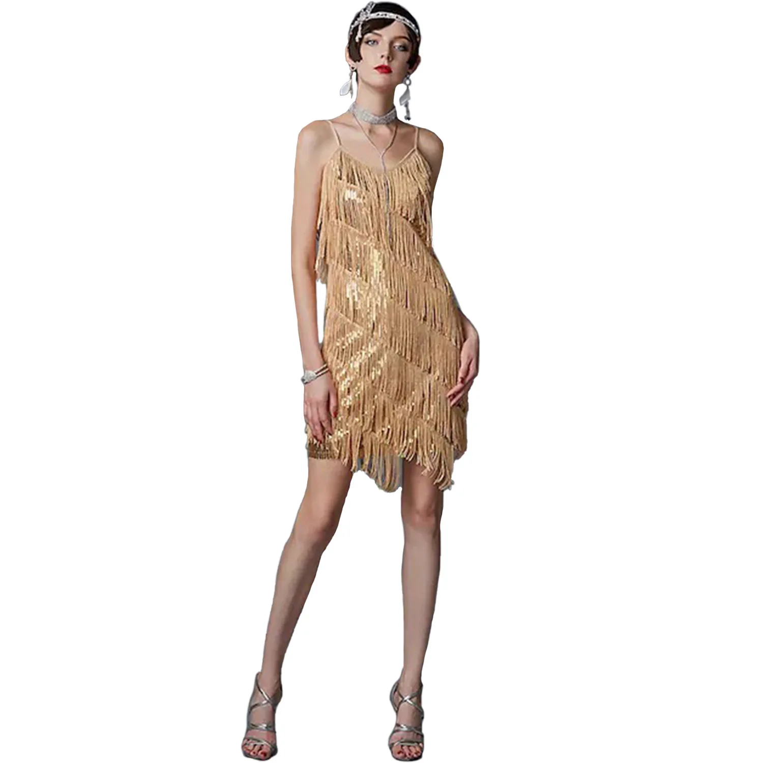 white christmas dresses 1920s-inspired flapper dress in green with drape and bow main image 1