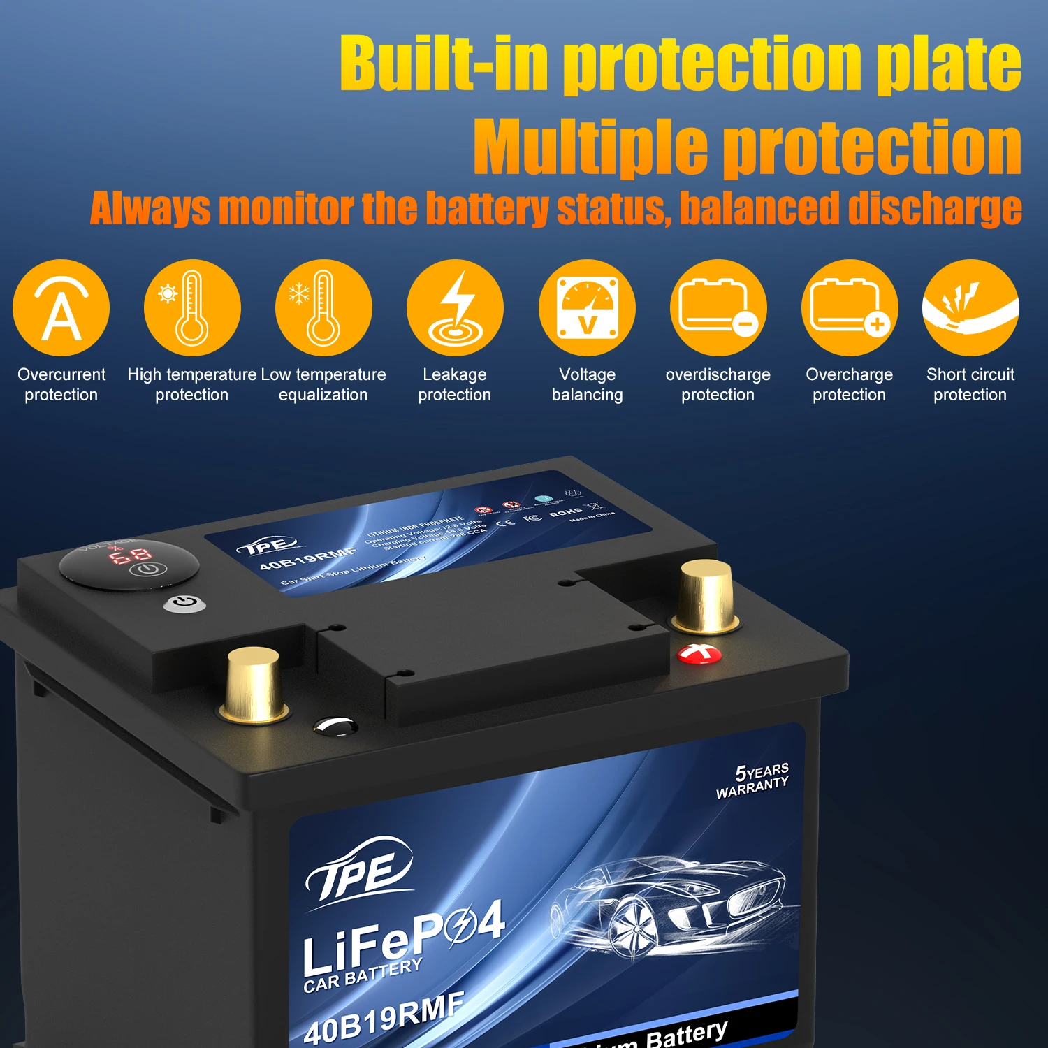 2025 Customizable 12.8V 35AH Lifepo4 Lithium Ion Car Battery Portable Emergency Power Rechargeable Storage for All Cars details