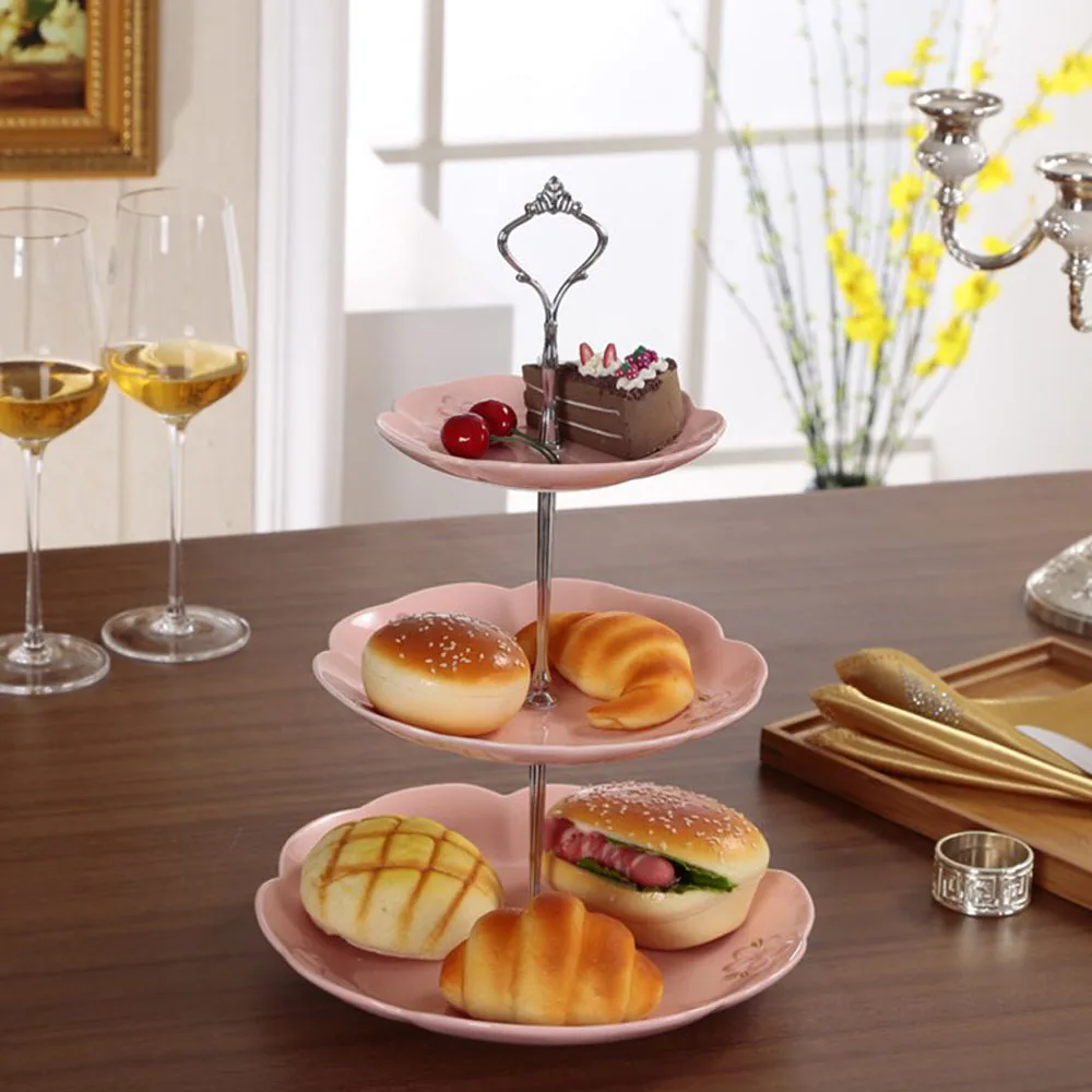 3 Tier Cake Cupcake Plate Stand Handle Hardware Fitting Holder