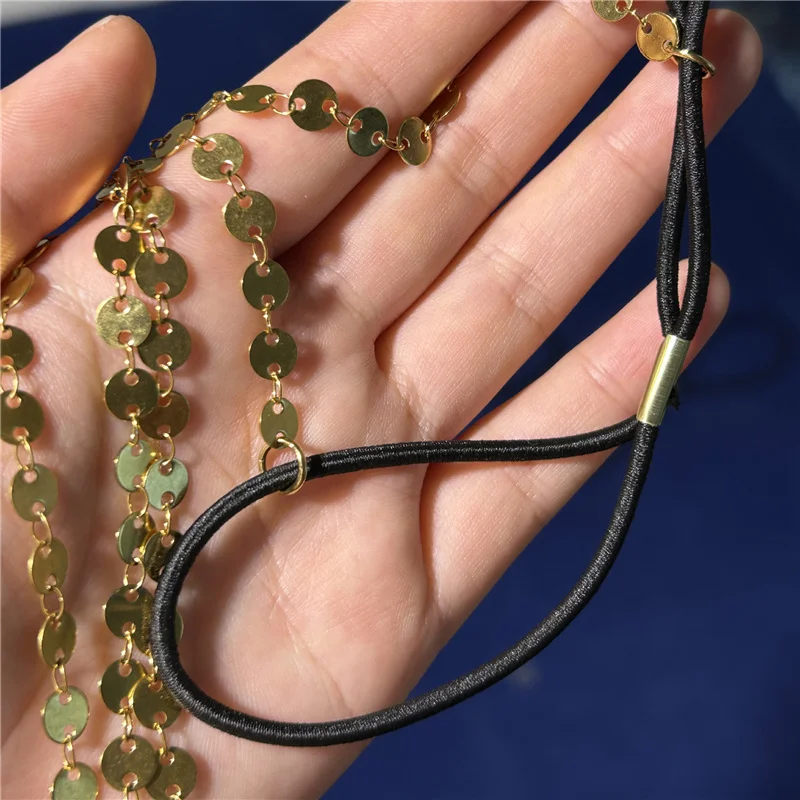 China Hair Accessories Jewelry Manufacturers Stainless Steel Gold Coin Charm Headbands For Women Girl 
