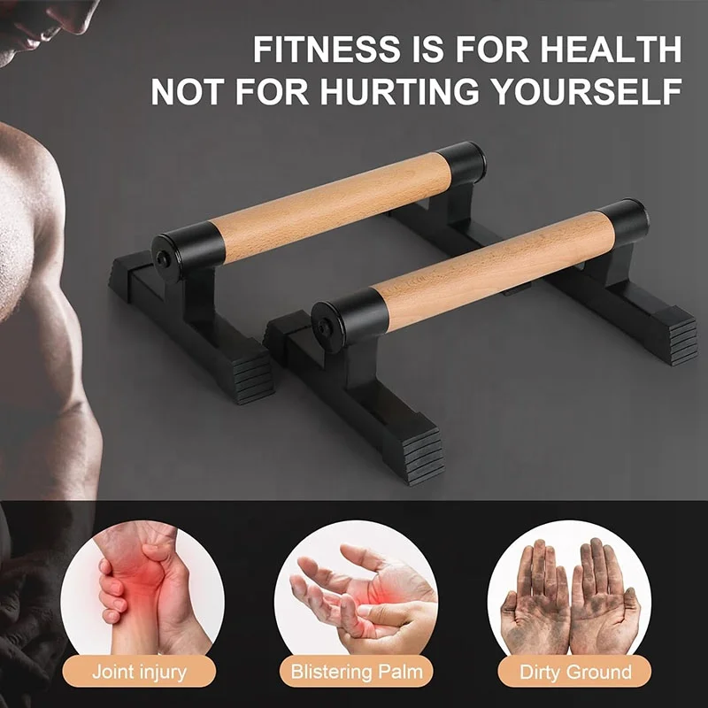 Houten Push-Up Bars Set - Antislip Parallettes Voor Calisthenics En Krachttraining Thuis