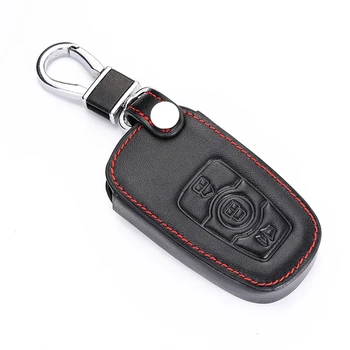 Leather Car Key Cover For Great Wall Haval Hover H6 2015 C50 Hoist 3 Buttons Smart Remote Fob Shell Case Keychain Protector Bag