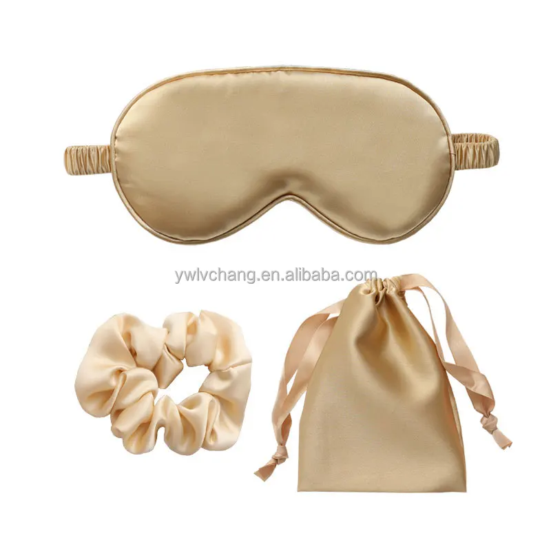 Satin Silk Sleeping Eye Mask Hair Band Hair Scrunchie And Drawstring