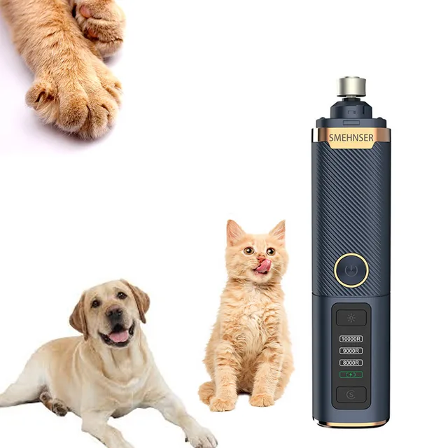 Professional Charging-Powered Pet Nail Sharpener Automatic Rechargeable Plastic Tool for Dog Cat Grooming LED-Lighted Portable