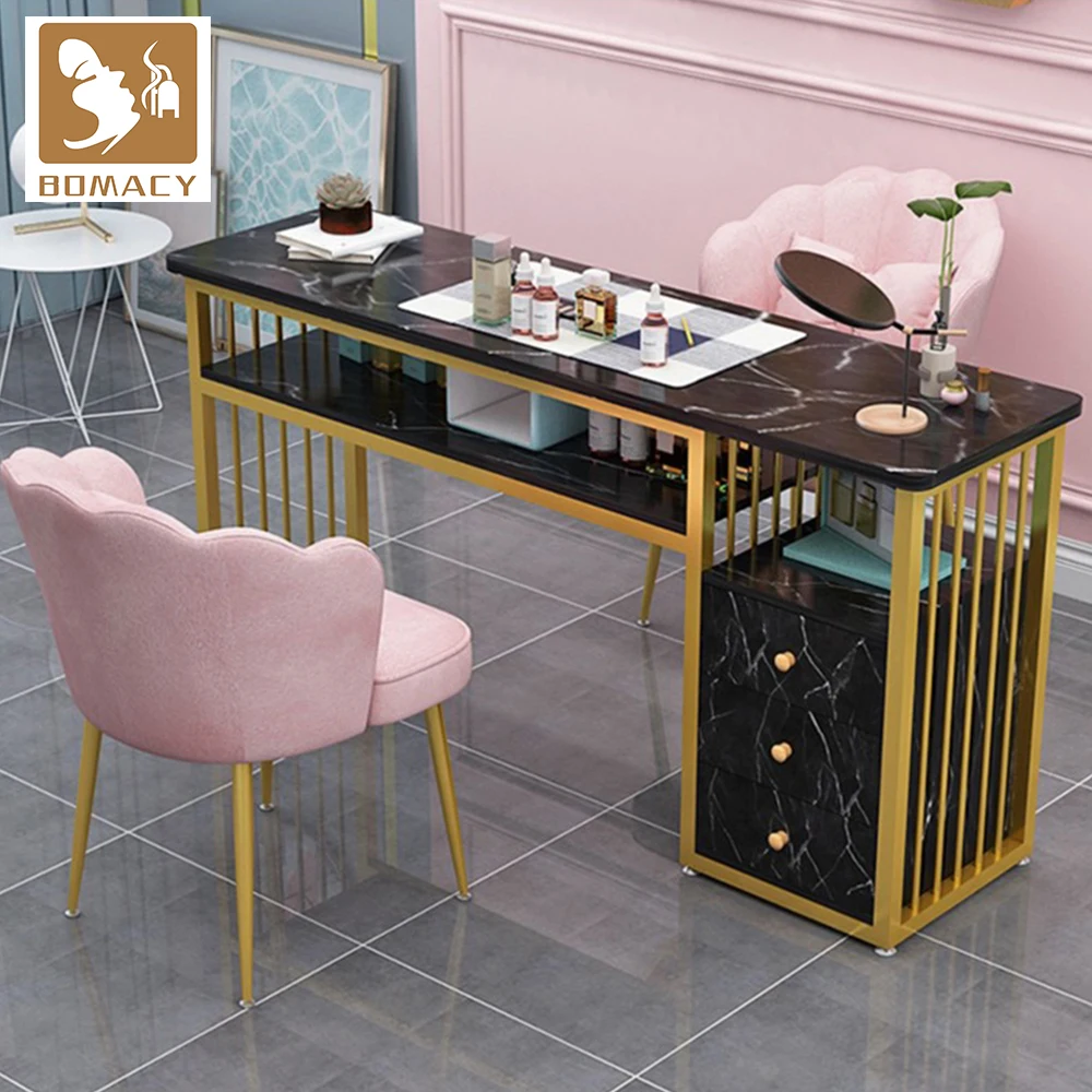 Beauty Professional Nail Manicure Table with Dust Collector Set Salon Dust Collector Nail Marble Manicure Table and Chair Set