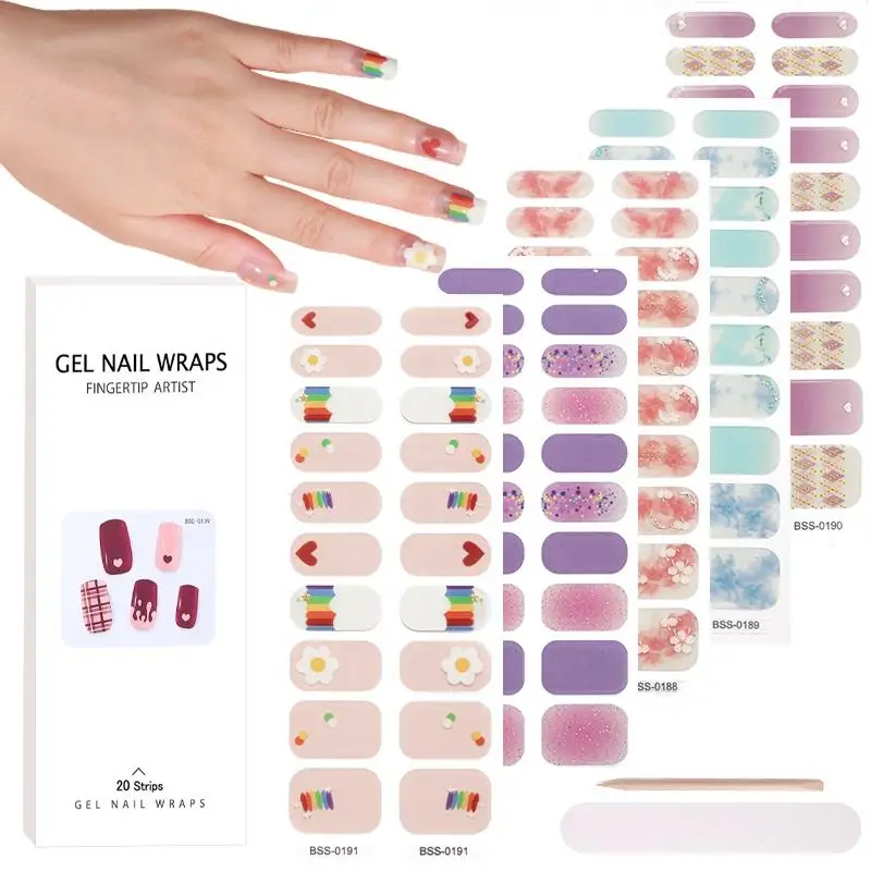 Factory Supplier New Gel Nail Stickers Self Adhesive Semi Cured Gel
