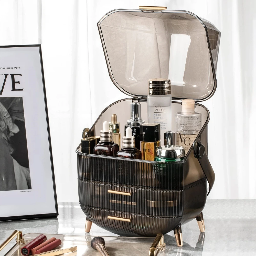 Multifunction Plastic Makeup Cosmetics Organizer Desktop Large Cosmetic Storage Box Organizer