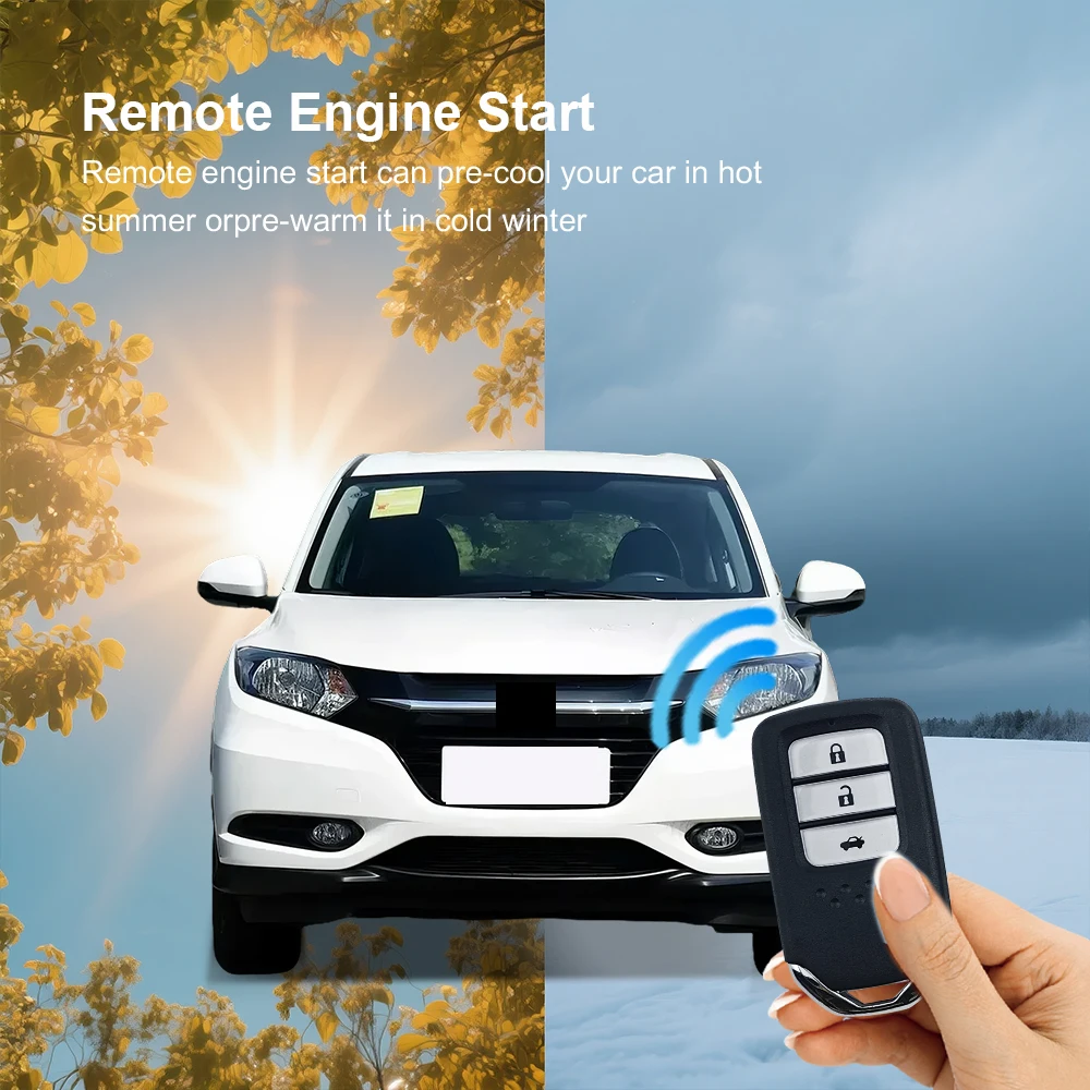 Remote Starter Engine Start Stop System PKE Push Start Button Plug and Play Ignition Wire Harness for Honda Civic Year 12-15