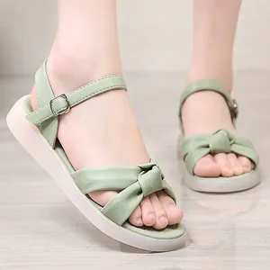 2026 Summer Low-heeled (less Than 3 Cm) Open-toe Flat Sandals with a Thick Sole and a Single
