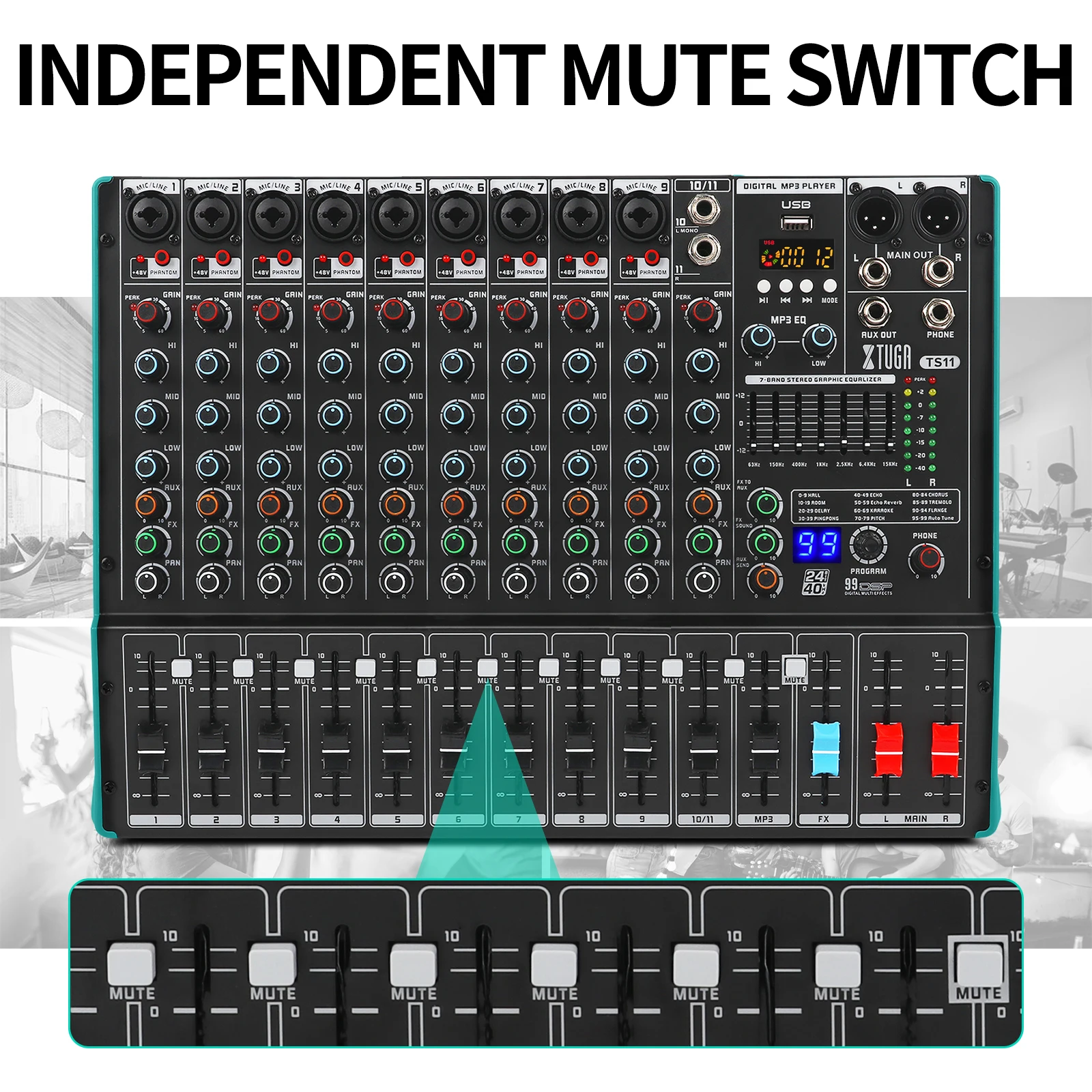 Ts11 Professional 99dsp Effects 11 Channel Home Party Audio Analog Mixer Consola De Sonido For