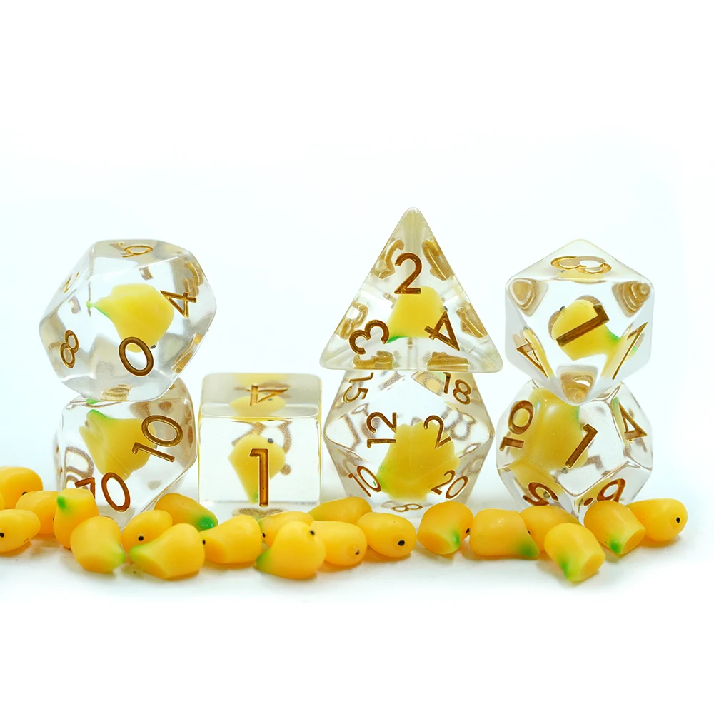 set di Dadi Poliedrici a 7 Pezzi con Design Frutta Mango Riempito in Resina per Gioco DND D&D RPG per Dungeons Dragons e per MTG Pathfinder