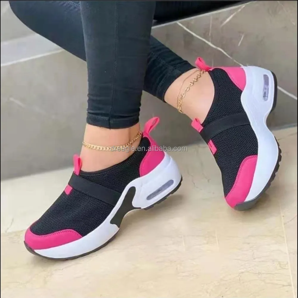 New Style White Sport Sneakers Breathable Popular High Wedge Chunky ...