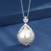 White Pearl Pendant with cross chain