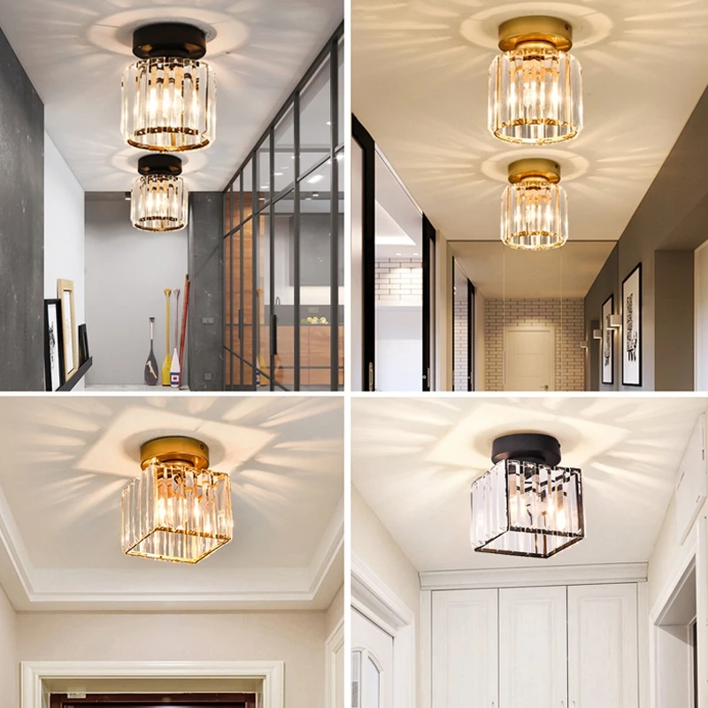 Modern Gold Glass E27 LED Ceiling Light for Hallway Aisles