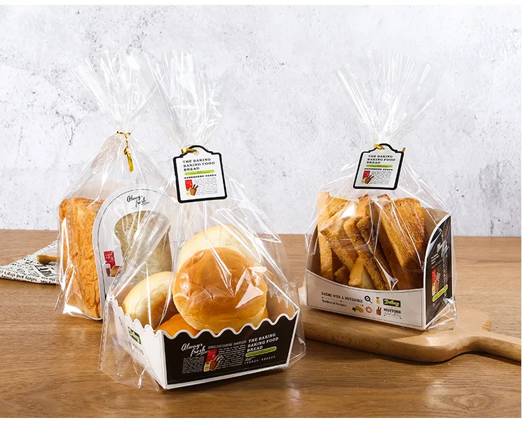 Bolsa de plástico transparente BOPP personalizada, embalaje de Pan