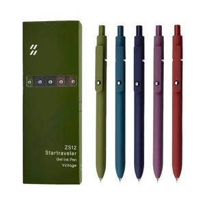 5pcs 0.5mm Black Ink Fine Point Gel Pens Smooth Writing Silicone Grip High-End Metal Clip Retractable for Journaling Plastic