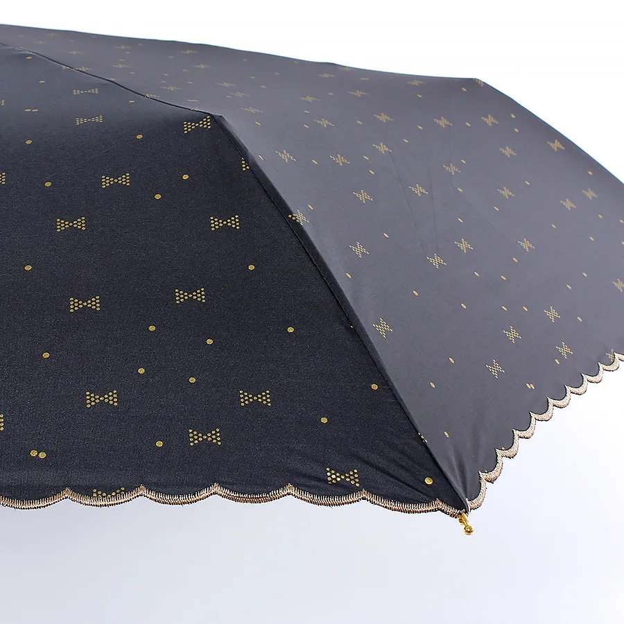 Japanese lady style elegant folding hook handle umbrella with lace border