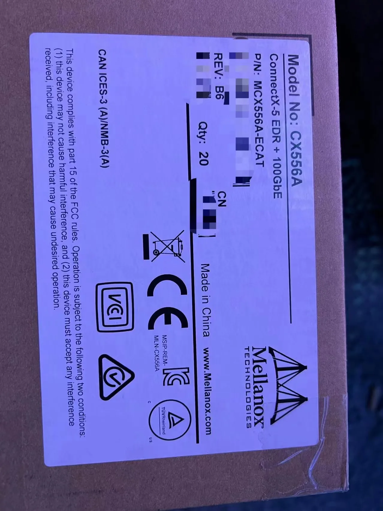 Mellanox MCX653105A-HDAT ConnectX-6 VPI Network Card 200Gb/s Single Port Ethernet Adapter Card with 40/56GbE Support