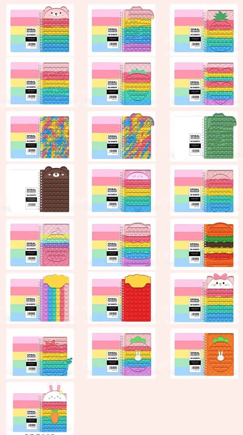 Newest Pop Itting A5 Notebook Fidget Toy Carrot Shaped Cover Cute Diary Notebook for School