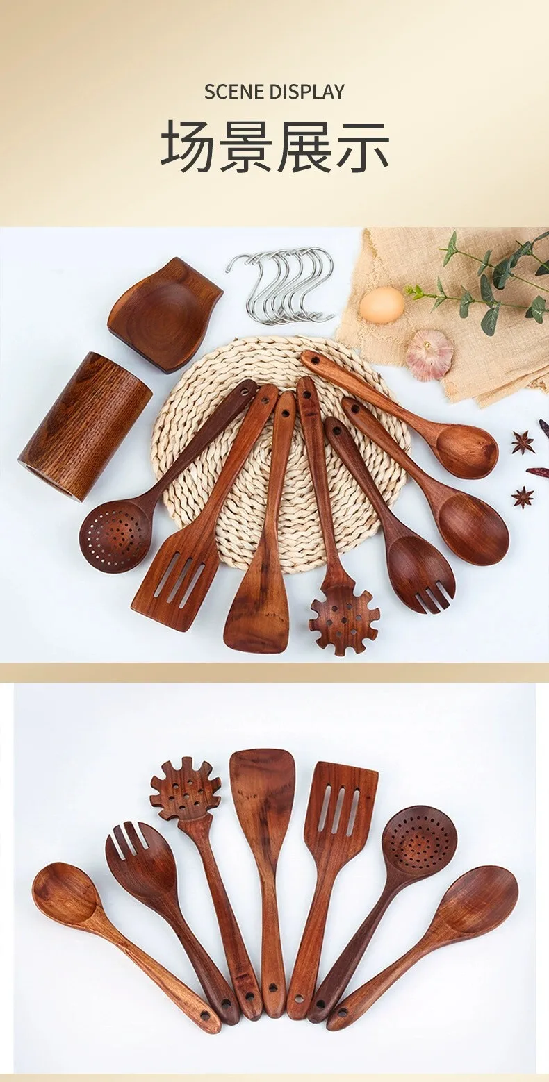 Kitchen Accessories Cooking Tools Wooden Kitchen Cooking Utensils Kitchen Utensils set manufacture