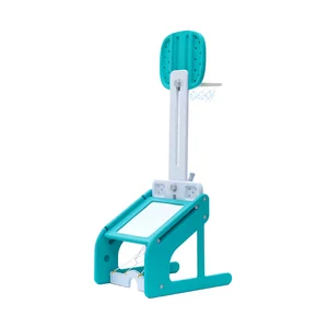 Mulfi-function Portable Adjustable Height Plastic Basketball Stand with Magnetic Darts and Blocks Drawing Boards for Children