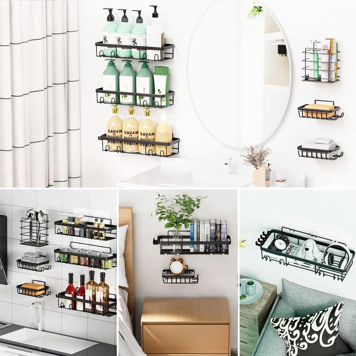 6-Pack Shower Organizer Shelves with Soap Holder - Image 4