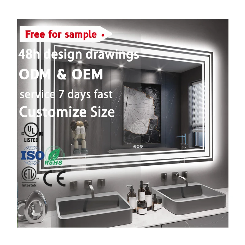 High-quality Intelligent Bathroom Mirror with radar Induction Mirror with Light Bathroom Vanity Led Smart Mirror