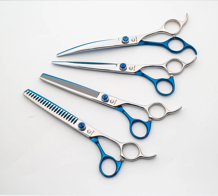 Description Picture 6 of itemBlue Handle High Quality JP440C Pet Shark Teeth Shears Dog Grooming Chunker Scissors