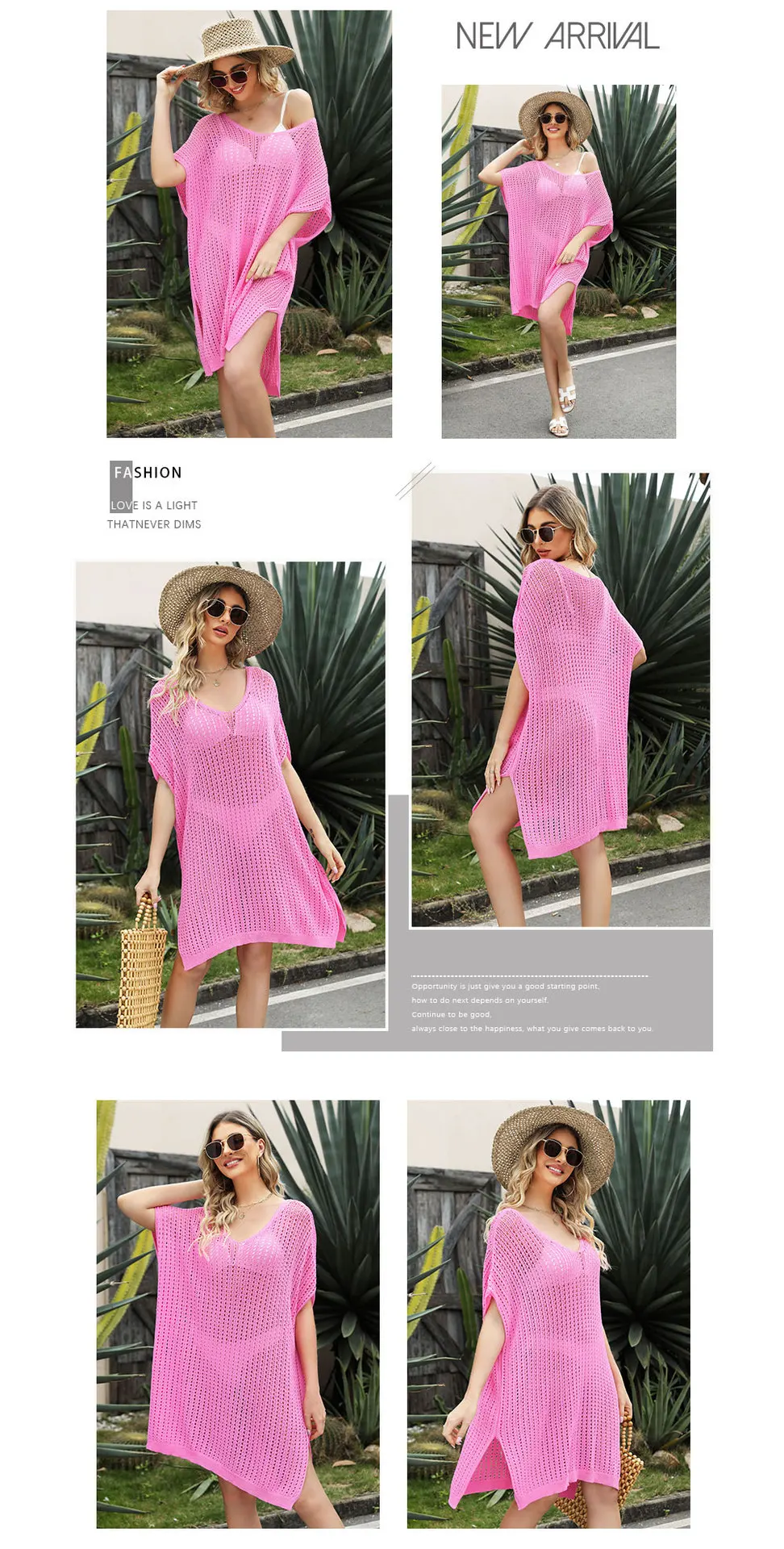 Summer Beach Vacay Sexy Bikini Cover Up For Ladies Solid Color Loose ...