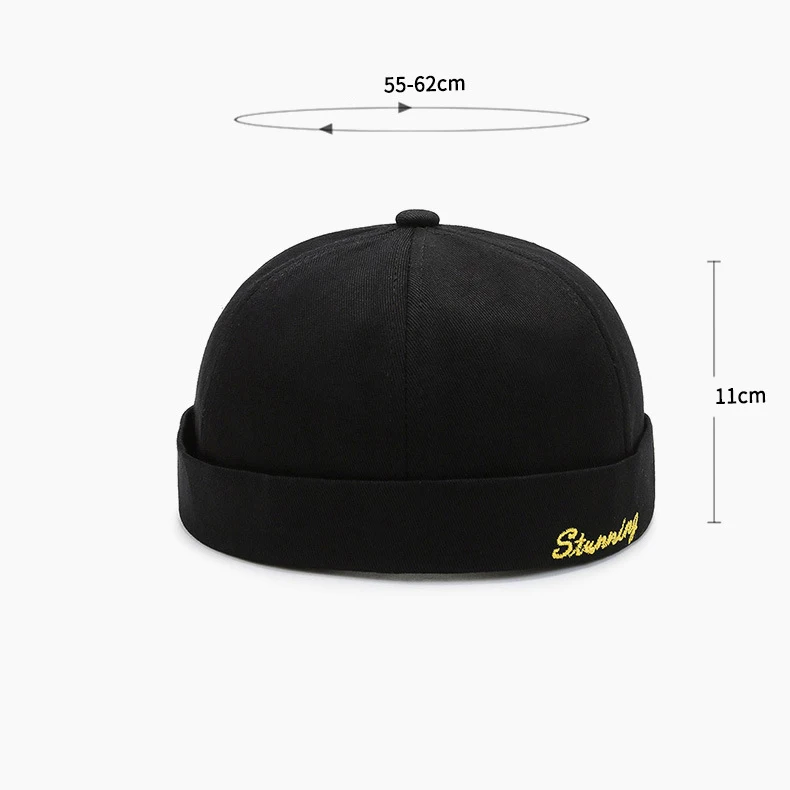 MIO Customize Brimless Caps Custom LOGO Brimless Hat Fitted Brimless Hat Adjustable Docker Cap Rolled Cuff
