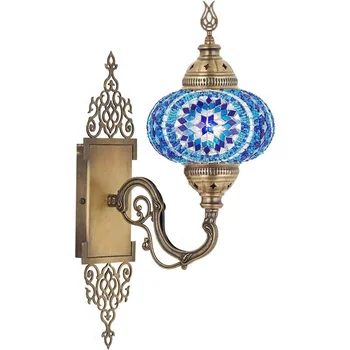 Turkish Moroccan Tiffany Style Mosaic Wall Sconce Lighting with Colorful Lampshade Wall Lamps for Cafe Hotel Bar