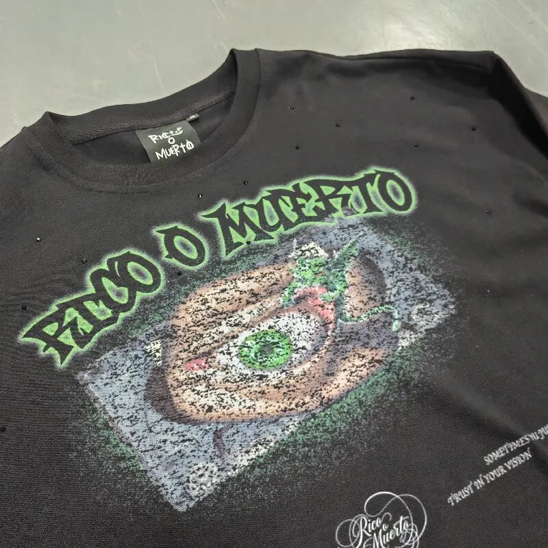 Manufacturer Custom Heavyweight Streetwear Rhinestone Y2k Vintage Wrinkle Resistant Tshirt Layer Long Sleeve T-Shirt Men gallery 3
