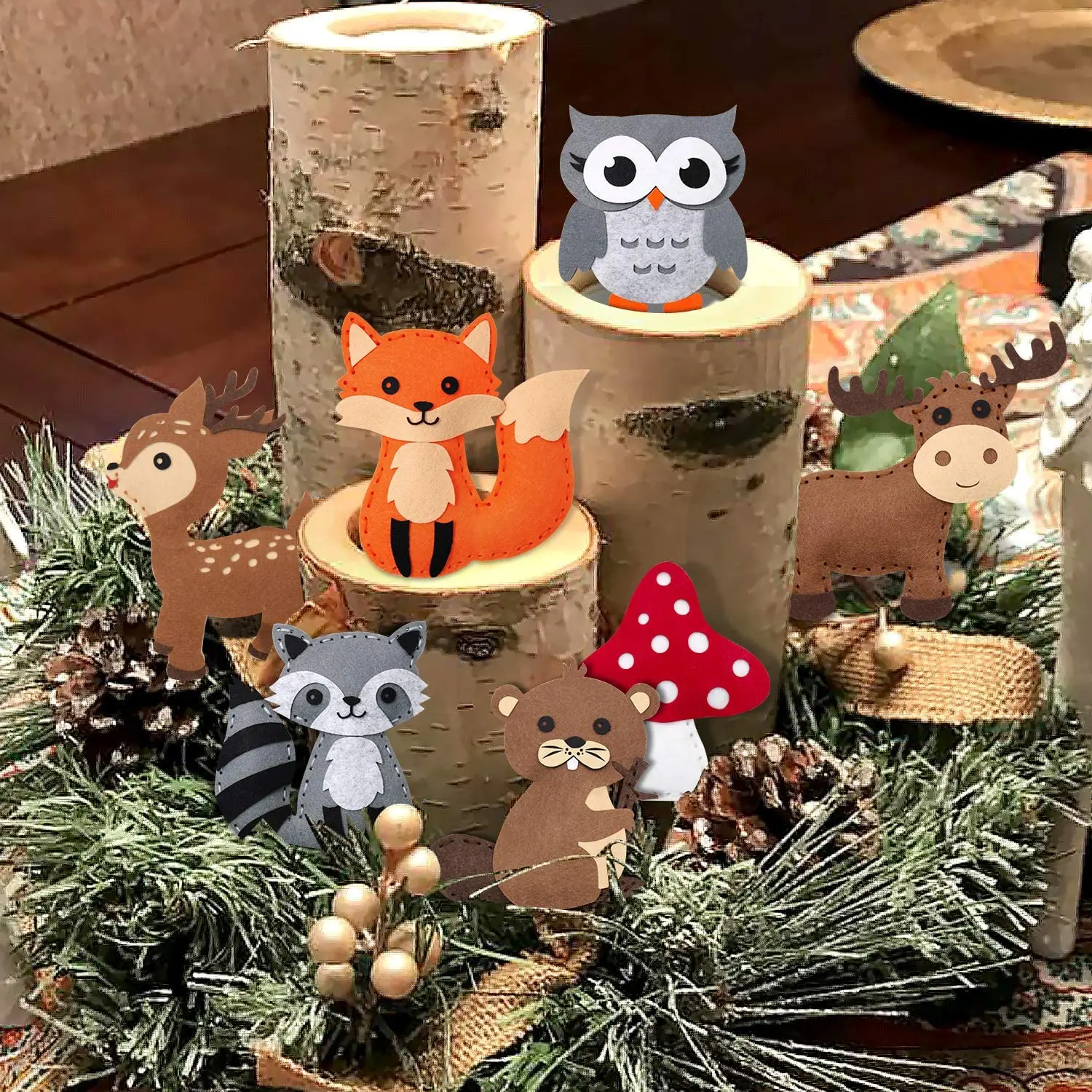 Beginners Educational Pattern Pdf Woodland Forest Creatures Stuffed Plush Dolls Kids Craft Felt Animals Diy Sewing Kit