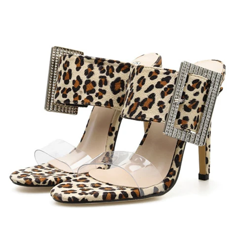 clear leopard sandals