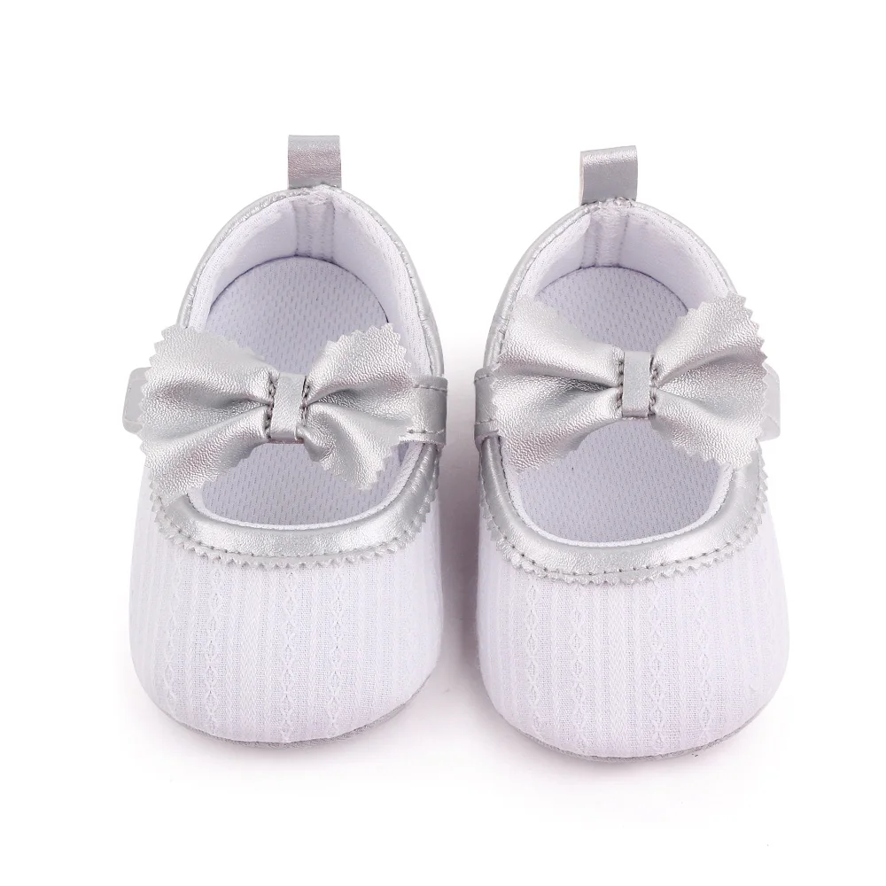New Solid Color Bow Knit Baby Spring and Autumn Soft Sole Non-slip Princess Walking Shoes factory