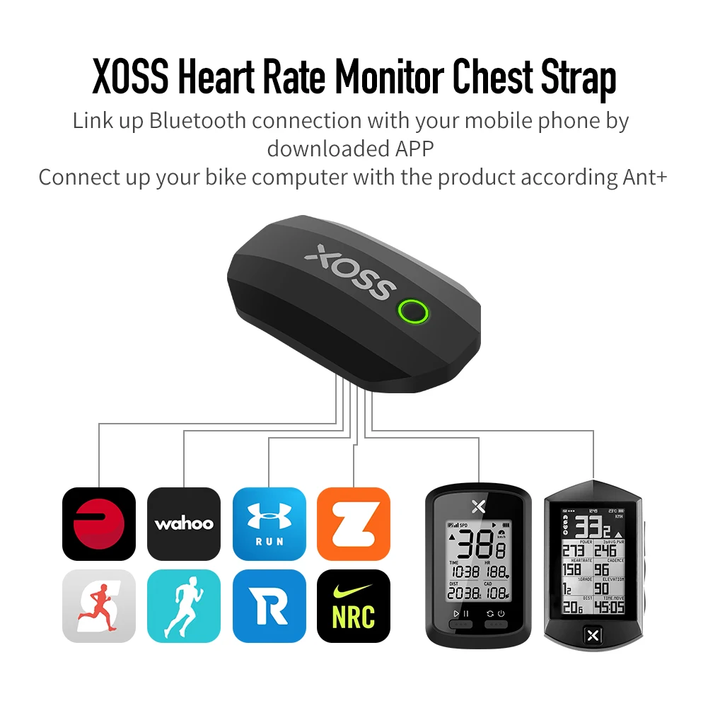 Датчик сердечного ритма XOSS беспроводной нагрудный ремень для фитнеса монитор сердечного ритма точный Bluetooth ANT + Мягкий ремень монитор Нагрудный ремень