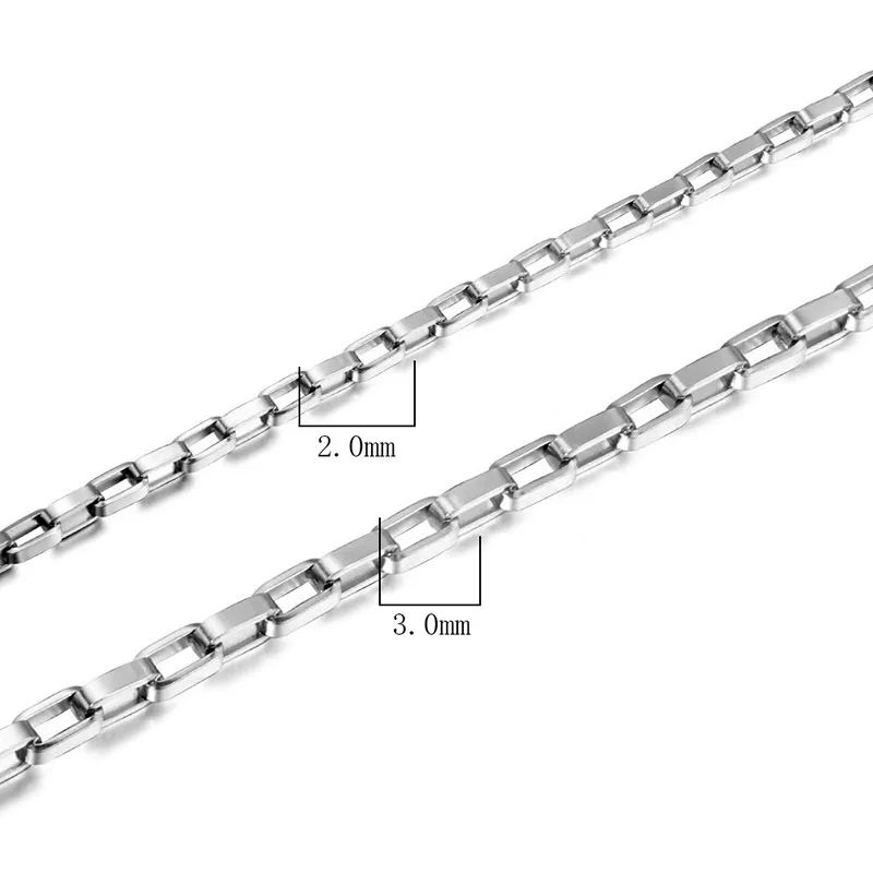 1.5mm 2mm 2.5mm 3mm Wide Silver/gold Jewelry Meter stainless steel necklace Long Box chain for jewelry making