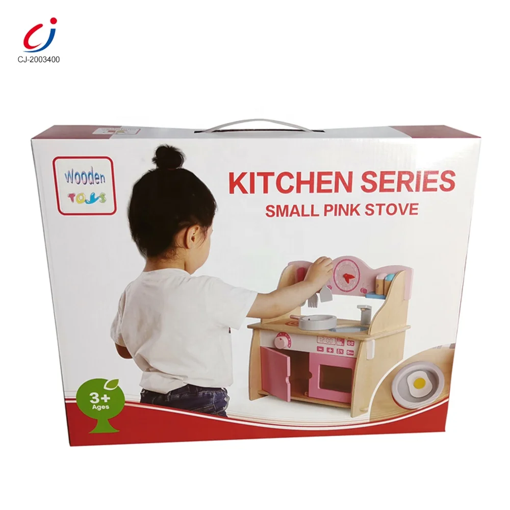 Обучающая игрушка для ролевых игр кухонная посуда плита приготовления пищи деревянный розовый кухонный набор