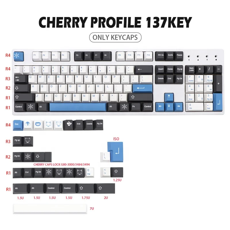 た*ん様 新品未使用品　GMK Arctic キーキャップセット GMK Arctic CircleテーマPBT 5面昇華高さチェリーキーキャップフル