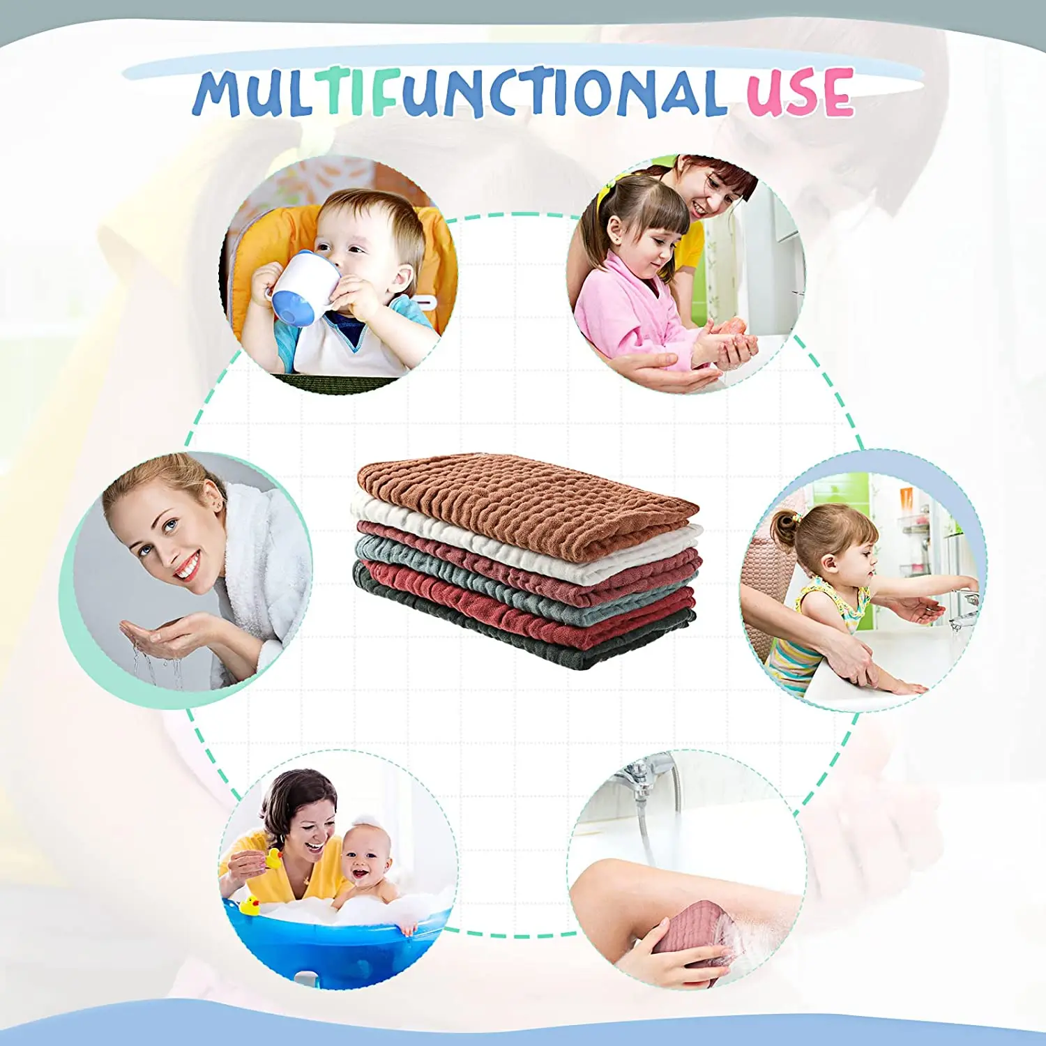 Wholesale Organic Muslin Burp Cloths 10 Pieces 6 Layer Muslin Burp