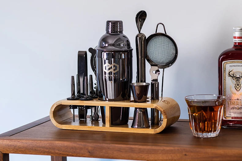 Mcss Custom Logo 700ml Silver 304 Metal Bar Tools Bartender Kit