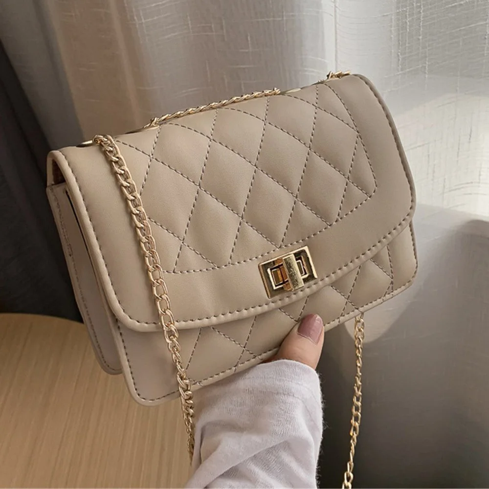 Embroidery Thread Small PU Leather Crossbody Bags for Women Hit Women's  Luxury Branded Trending Chain Shoulder Handbags