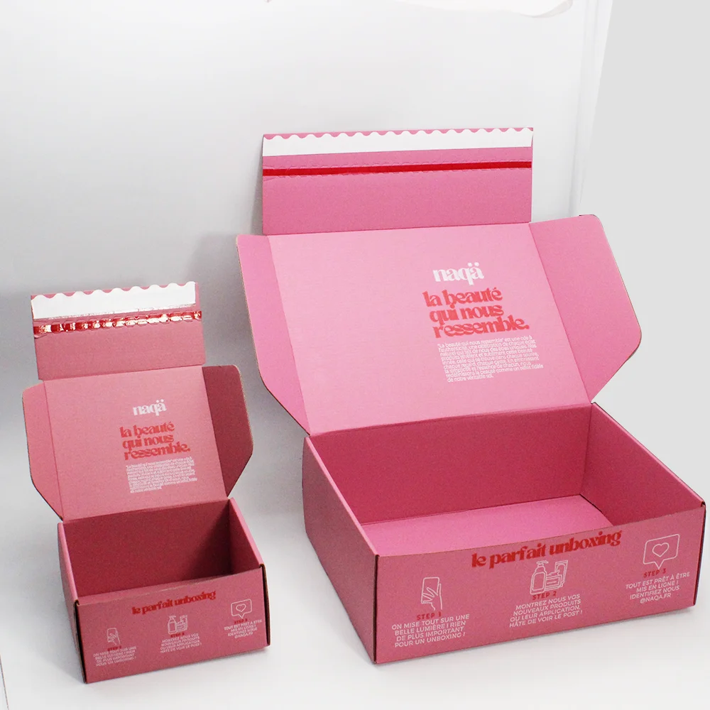 product eco friendly prime branded packing shipping kraft paper carton shipping mailer box clothes product pink cardboard gift packaging-1