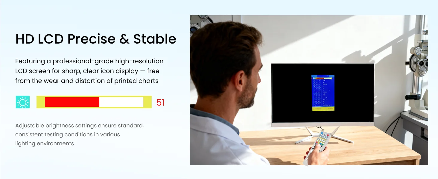 Large Screen 23.6 Inch Led Visual Chart Height Adjustment Optometry Equipment Instrument Ac 110-240v for Optic