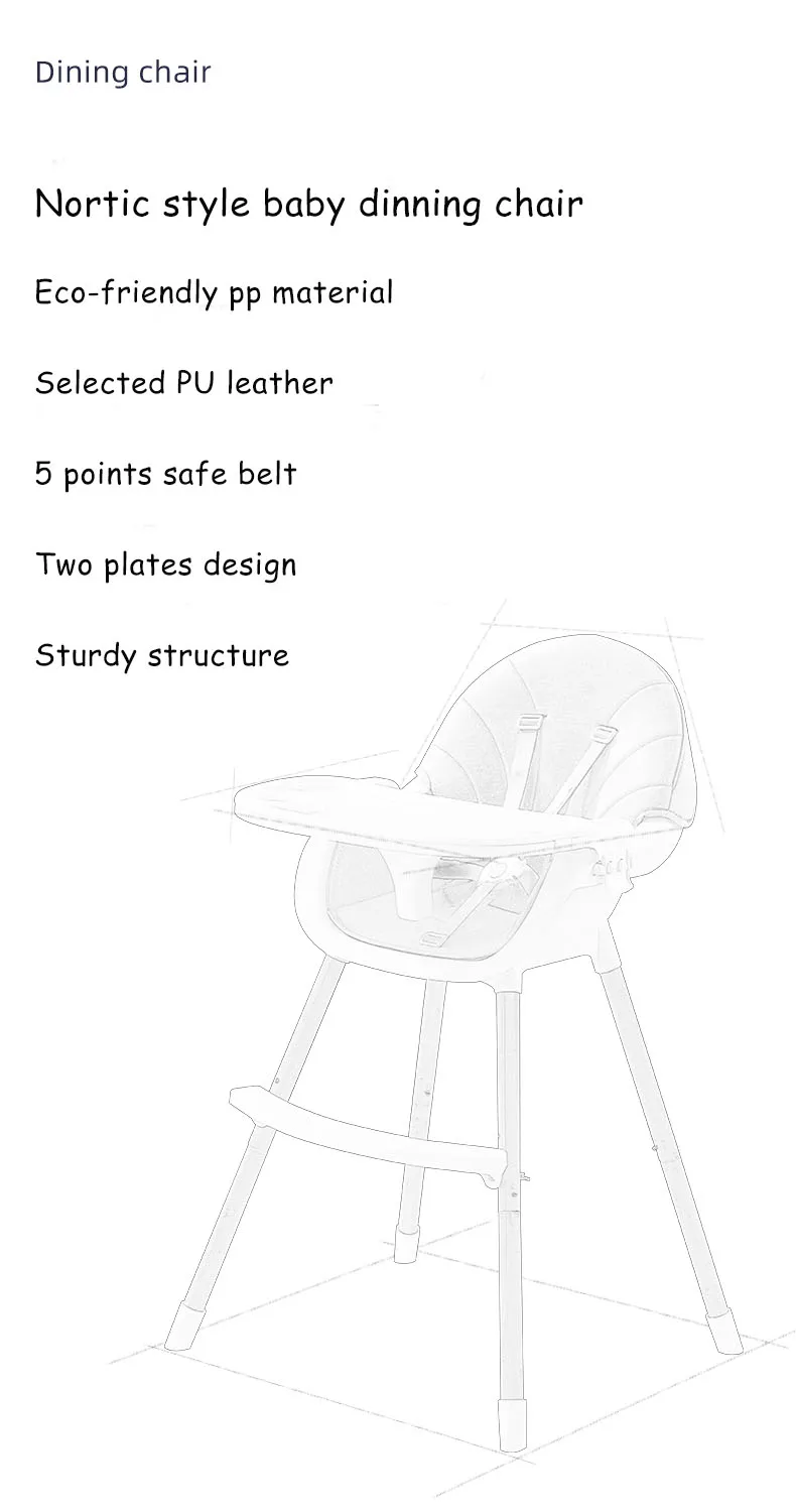 2022 New Design Kid Chairs Eating High Seat Safety Dinner High Chair