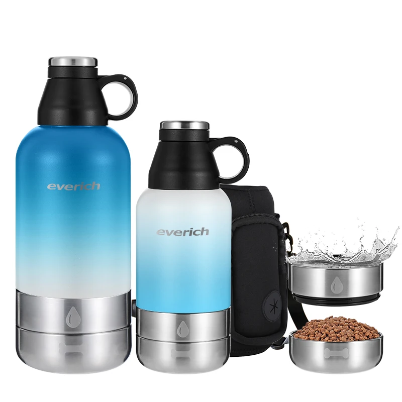 2023 32oz Insulated Stainless Steel Dog Water Bottle With Bowls Travel