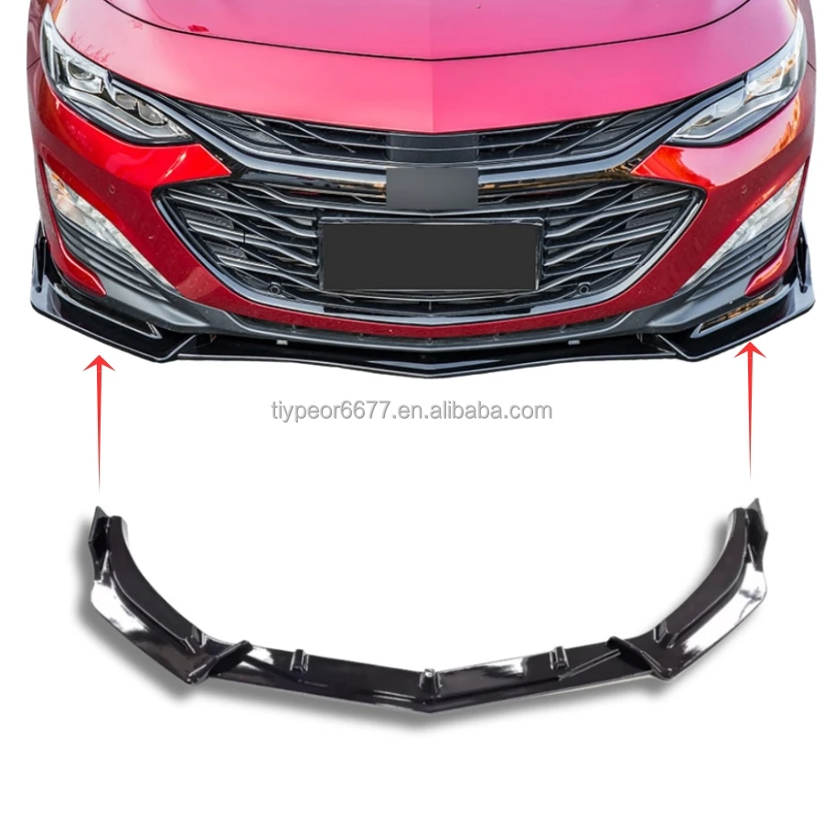 product abs gloss black red front bumper lip spoiler splitter for chevrolet malibu xl 2016 2020-3