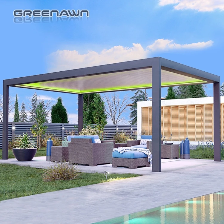 OEM Factory Motorized Waterproof Aluminum Louver Pergola with Customizable Sizes for Garden Outdoor Use